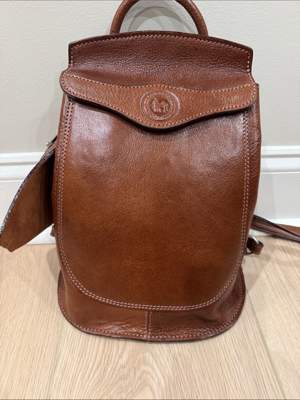Los Robles Polo Time vintage Leather Everyday Backpack in Warm Brown. Never used